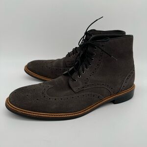 Gordon Rush Stafford Wingtip Gray Suede Leather Boots Size 9.5